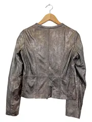 Vorschaubild 2 von Lederjacke Damen Klassisch Elegant Grau Gr. 34 XXS