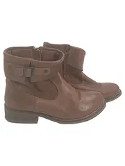 Vorschaubild 1 von Damen Stiefelette Gr. 38 Braun Casual Boots Reißverschluss Schnalle