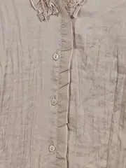 Vorschaubild 5 von Damen Bluse Gr. 42 Beige Rüschen Kurzarm Viskose