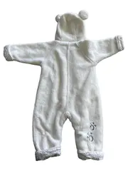 Vorschaubild 2 von Y-Star Baby Einteiler Overall Gr. 62 Weiß Kapuze Bärchen Stickerei