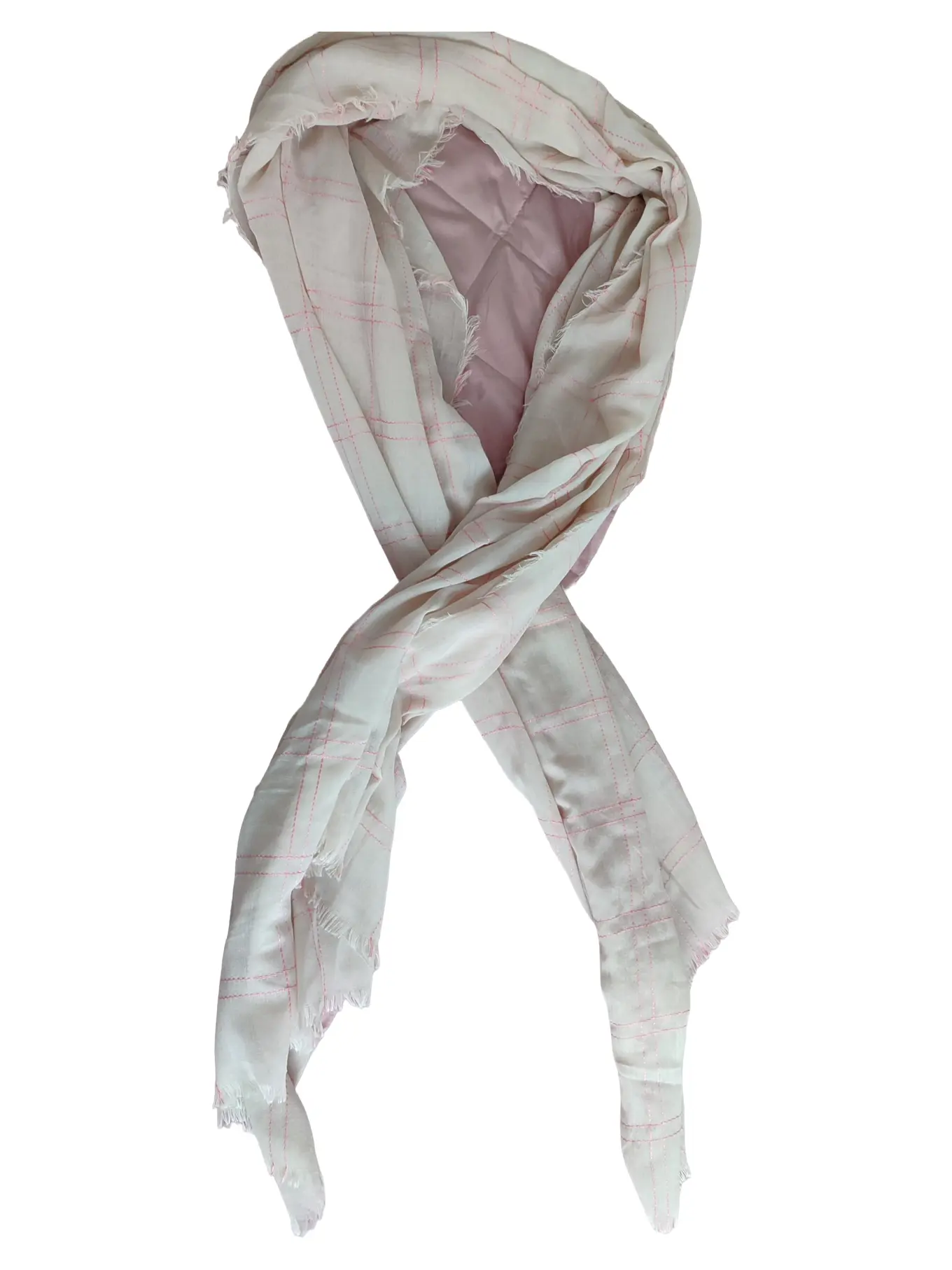 OPUS Damen Schal Weiß Kariert Polyester Casual 205x110cm