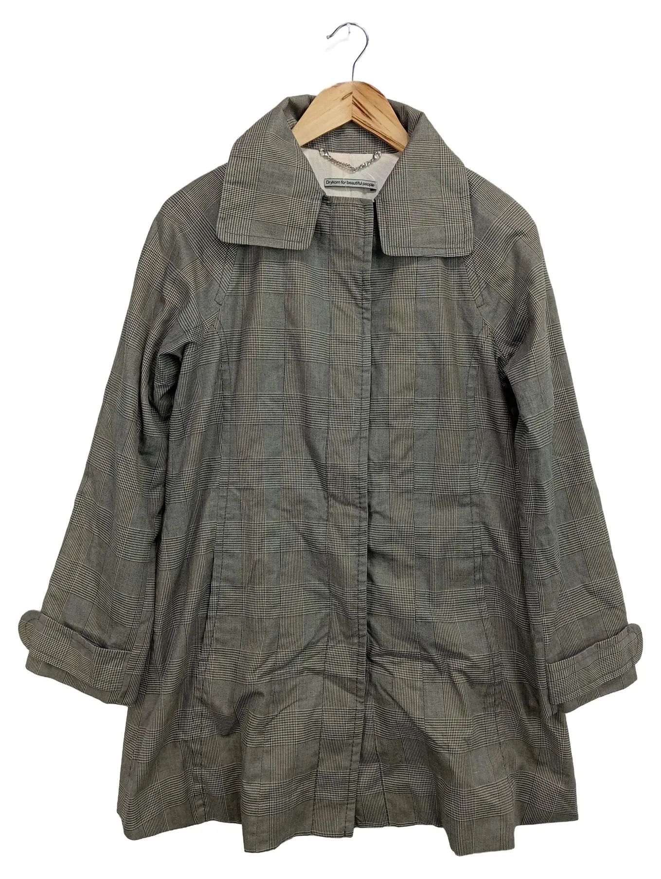 DRYKORN Klassischer Damen Mantel Gr. 36/S Grau Kariert Elegant Business