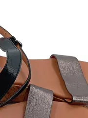 Vorschaubild 2 von Plateausandalen Damen Gr. 39 Schwarz Silber Kork Leder