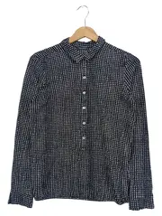 Vorschaubild 1 von Damen Bluse 36/S Blau gepunktet Langarm Modal Baumwolle
