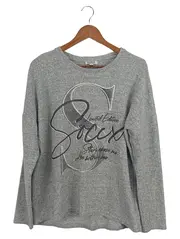 Vorschaubild 1 von Damen Sweatshirt Grau Gr. 34/XS Melierter Logo Print Freizeit