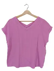 Vorschaubild 1 von Damen T-Shirt Gr. 40/L Rosa V-Ausschnitt Viskose Casual