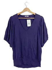 Vorschaubild 1 von Damen Pullover V-Ausschnitt Lila Gr. L Casual Kurzarm