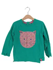 Vorschaubild 1 von Mädchen Langarmshirt Katze Tiermotiv Applikation Grün 110