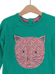 Vorschaubild 2 von Mädchen Langarmshirt Katze Tiermotiv Applikation Grün 110