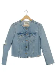 Vorschaubild 1 von Authentic Denim TRF Damen Jeansjacke Cropped Vintage Blau Gr. S