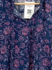 Vorschaubild 5 von Damen Bluse Gr. 40/L Blau Floral Langarm Viskose Feminin