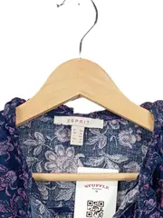 Vorschaubild 4 von Damen Bluse Gr. 40/L Blau Floral Langarm Viskose Feminin