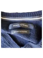 Vorschaubild 6 von Herren Pullover V-Ausschnitt Merino Wolle Blau Gr. L