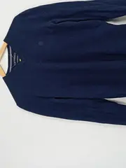 Vorschaubild 2 von Herren Pullover V-Ausschnitt Merino Wolle Blau Gr. L