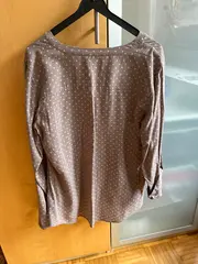 Vorschaubild 2 von Damen Bluse Herzmuster Gr. 36 Beige Casual 3/4-Arm