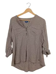 Vorschaubild 1 von Damen Bluse Herzmuster Gr. 36 Beige Casual 3/4-Arm
