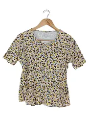 Vorschaubild 1 von Damen T-Shirt Gr. 38/M Mehrfarbig Casual Abstraktes Muster Baumwolle