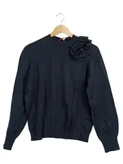 Vorschaubild 1 von Damen Pullover Schwarz Rüschenkragen Gr. M Langarm Feminin