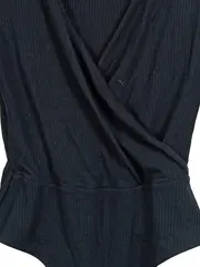 Vorschaubild 2 von Damen Wickel-Body Gr. 34/XS Schwarz Rippstrick Feminin