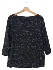 Vorschaubild 2 von Damen Bluse Schwarz Blumenmuster Gr. 42/L 3/4-Arm