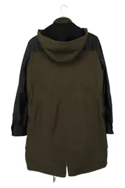 Vorschaubild 2 von Damen Parka Oliv Gr. 34/XS Modern mit Lederärmeln Kapuze Reißverschluss