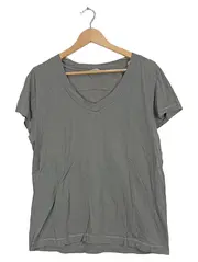 Vorschaubild 1 von Damen T-Shirt Gr. M grau V-Ausschnitt Basic Baumwolle