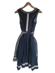 Vorschaubild 2 von Dirndl Trachtenkleid Damen Blau Kariert Gr. 36 Midikleid Baumwolle