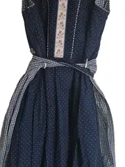 Vorschaubild 5 von Dirndl Trachtenkleid Damen Blau Kariert Gr. 36 Midikleid Baumwolle