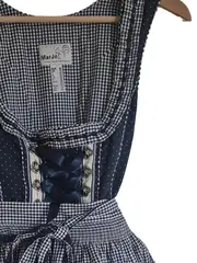 Vorschaubild 3 von Dirndl Trachtenkleid Damen Blau Kariert Gr. 36 Midikleid Baumwolle