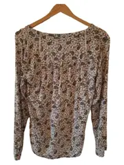 Vorschaubild 3 von Damen Bluse Langarm Paisley Muster Weiß Gr. 38 Viskose