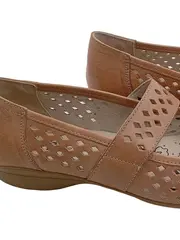 Vorschaubild 4 von Ballerinas Damen Gr. 39 Beige Leder Lochmuster Mary Jane