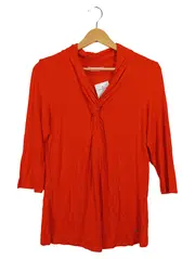 Vorschaubild 1 von Damen Bluse Shirt Rot Gr. 36/S 3/4-Arm Knotendetail Viskose