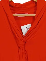 Vorschaubild 2 von Damen Bluse Shirt Rot Gr. 36/S 3/4-Arm Knotendetail Viskose