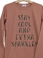 Vorschaubild 2 von Langarmshirt Mädchen Gr. 134 Rosa Schriftzug Pailletten Casual