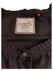 Vorschaubild 2 von Damen Bluse Gr. 34/XS Schwarz Leinen Baumwolle Rüschen
