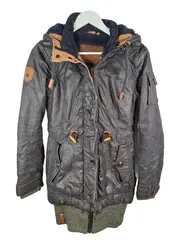 Vorschaubild 1 von Damen Winterparka Gr. S grau gefüttert Kapuze Outdoor Jacke
