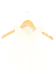 Vorschaubild 1 von Bluse Gr. 98 Weiß Elegant Rüschen Ärmellos Baumwolle