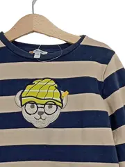 Vorschaubild 4 von Langarmshirt Junge Gr. 128 Blau gestreift mit Bär Applikation Casual