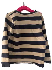 Vorschaubild 2 von Langarmshirt Junge Gr. 128 Blau gestreift mit Bär Applikation Casual