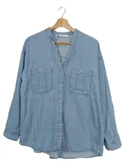 Vorschaubild 1 von Damen Hemdbluse Gr. 38/M Blau Casual Baumwolle Langarm