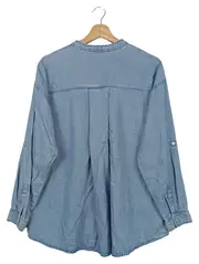 Vorschaubild 2 von Damen Hemdbluse Gr. 38/M Blau Casual Baumwolle Langarm