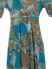 Vorschaubild 2 von Damen Sommerkleid Gr. 36 S Mehrfarbig Florales Muster Bohemian
