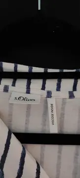 Vorschaubild 3 von Damen Bluse Gr. 40 Weiß Blau Gestreift Viskose Kurzarm