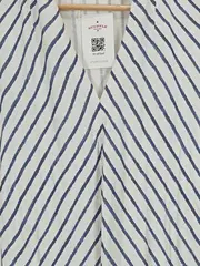 Vorschaubild 2 von Damen Bluse Gr. 40 Weiß Blau Gestreift Viskose Kurzarm