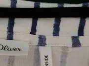 Vorschaubild 5 von Damen Bluse Gr. 40 Weiß Blau Gestreift Viskose Kurzarm