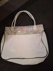 Vorschaubild 2 von Damen Handtasche Shopper Weiß Bunt Streifen Logo Sporttasche