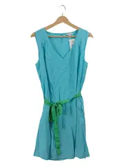 Vorschaubild 1 von Sommerkleid Damen Gr. M 38 Türkis V-Ausschnitt Gürtel Ärmellos