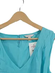 Vorschaubild 3 von Sommerkleid Damen Gr. M 38 Türkis V-Ausschnitt Gürtel Ärmellos