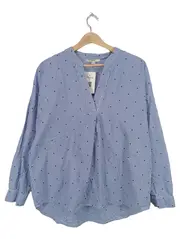 Vorschaubild 1 von Damen Bluse Langarm Gestreift Blau Baumwolle Gr. 40 L