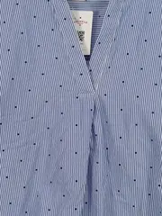 Vorschaubild 2 von Damen Bluse Langarm Gestreift Blau Baumwolle Gr. 40 L